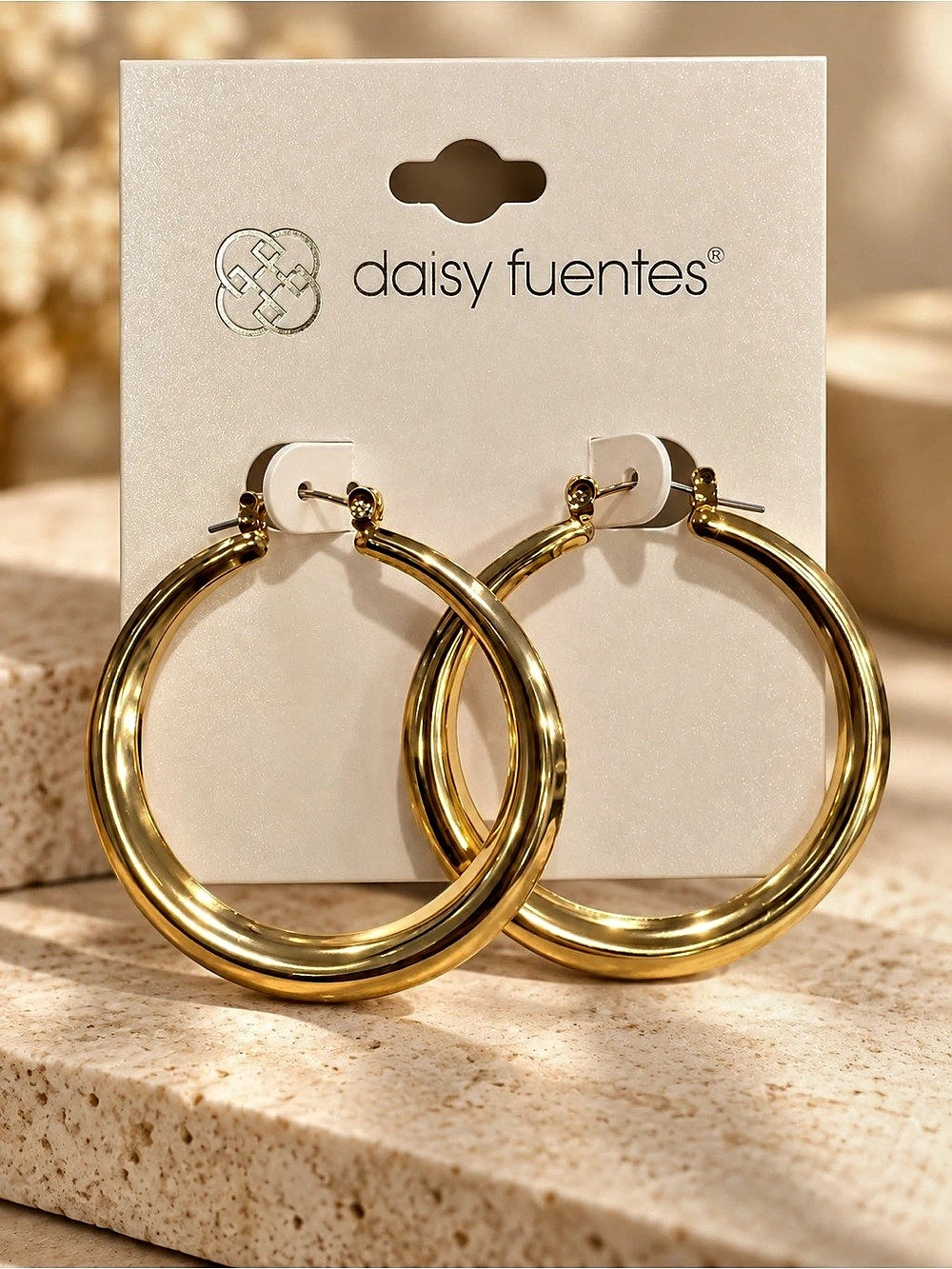 daisy fuentes Gold Plated Tone Hoop Earrings Gold
